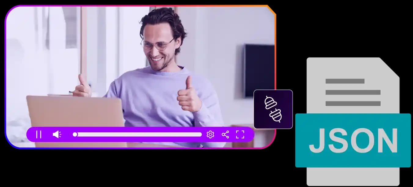 An After Effects JSON file has been linked to a video within Cinema8 to import motion graphics.